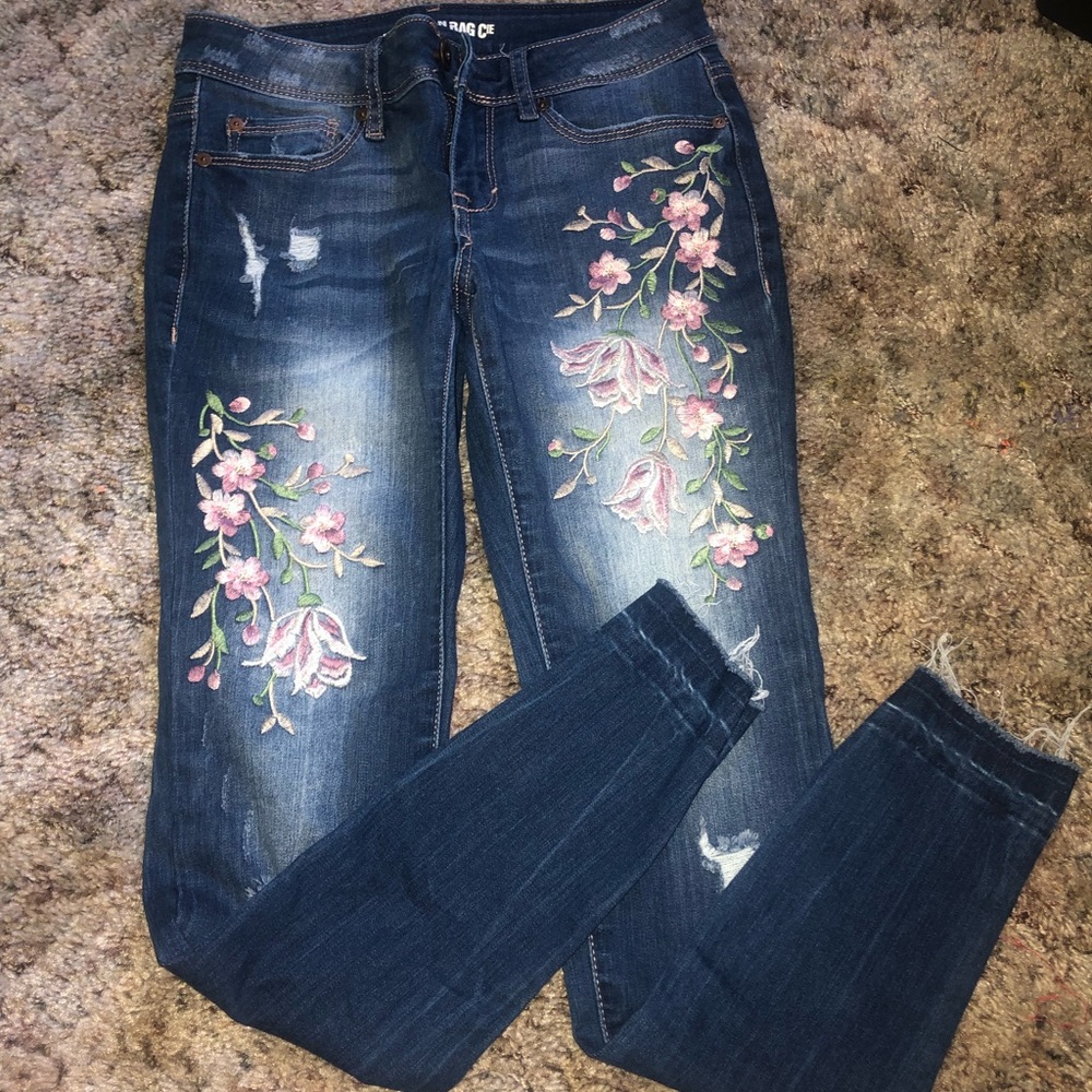 Floral Embroidered Jeans
